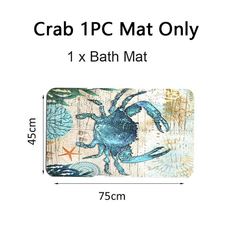 1/3/4 Pcs Bathroom Decor Set Ocean Dolphin Starfish Print Waterproof Bathroom Shower Curtain Toilet Cover Mat Non-slip Mat Set Bathroom Decoration