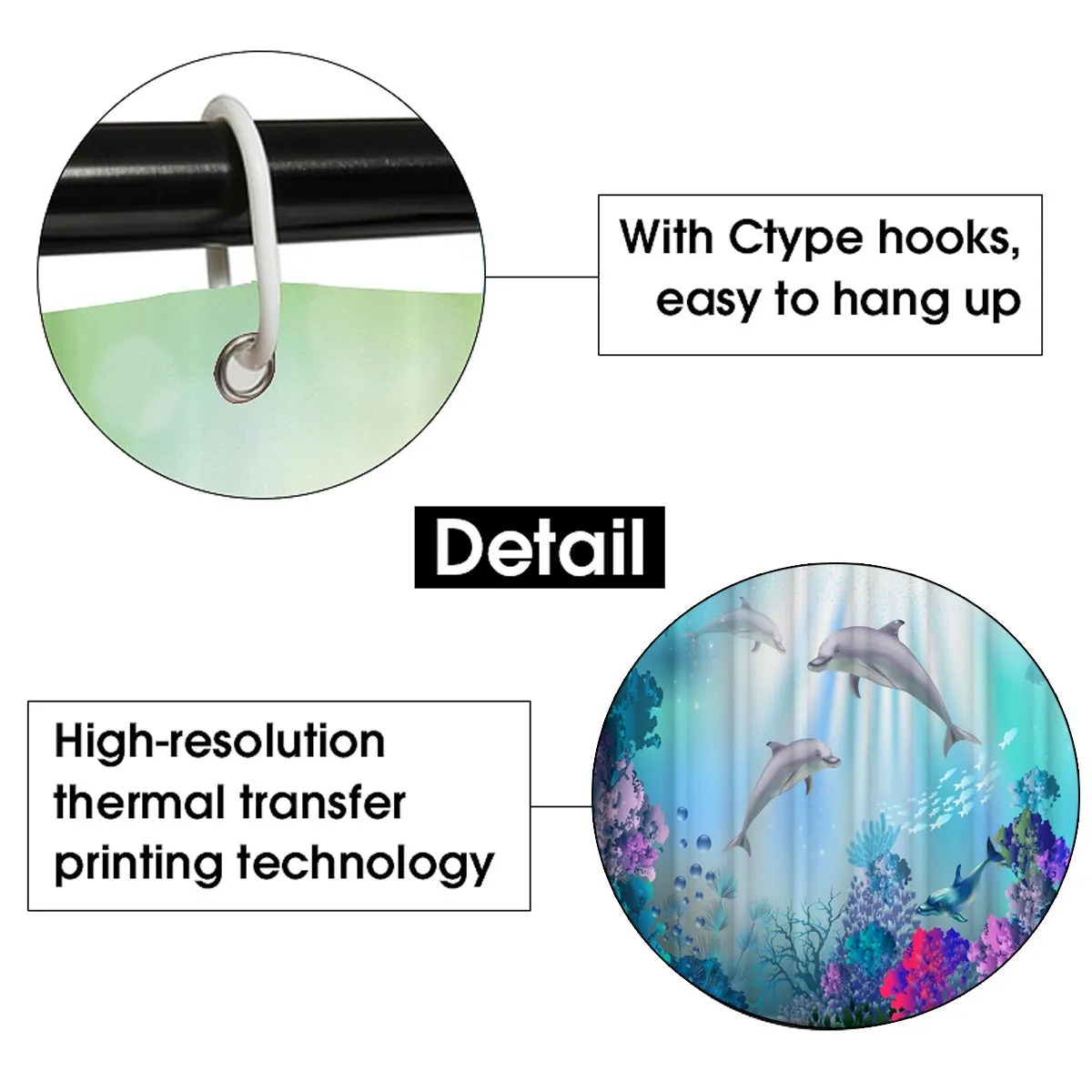 1/3/4 Pcs Sea Style Dolphin Waterproof Shower Curtain Set Toilet Cover Mat Bathroom Non-Slip Mat Pedestal Rug Kit