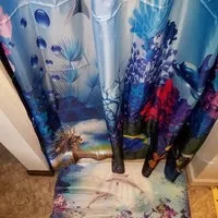 1/3/4 Pcs Sea Style Dolphin Waterproof Shower Curtain Set Toilet Cover Mat Bathroom Non-Slip Mat Pedestal Rug Kit