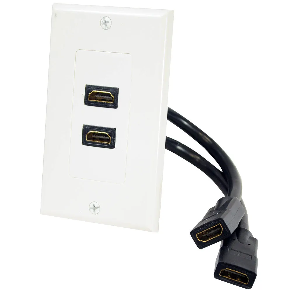 2 Port  Hdmi Wallplate W/Back  Built-In Flexible Cable For Easy Installation