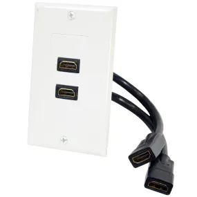 2 Port  Hdmi Wallplate W/Back  Built-In Flexible Cable For Easy Installation