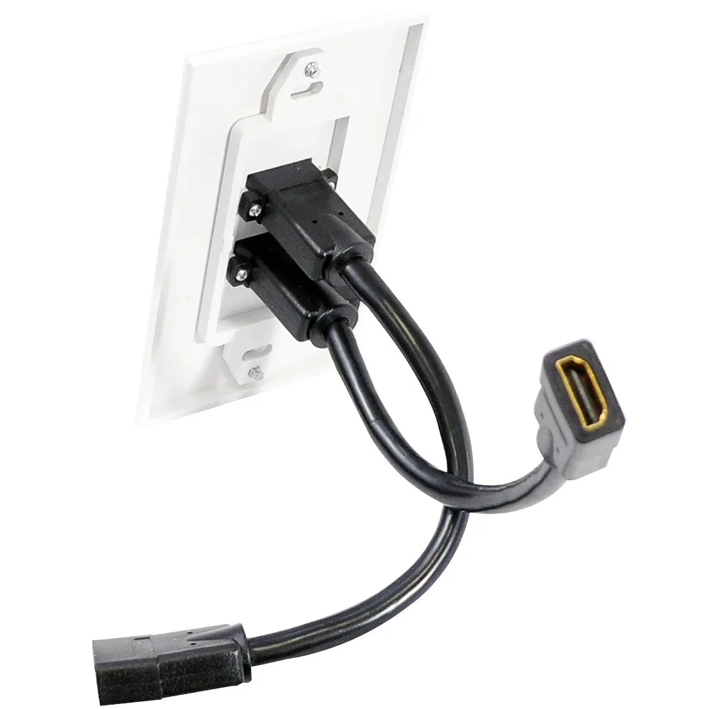 2 Port  Hdmi Wallplate W/Back  Built-In Flexible Cable For Easy Installation
