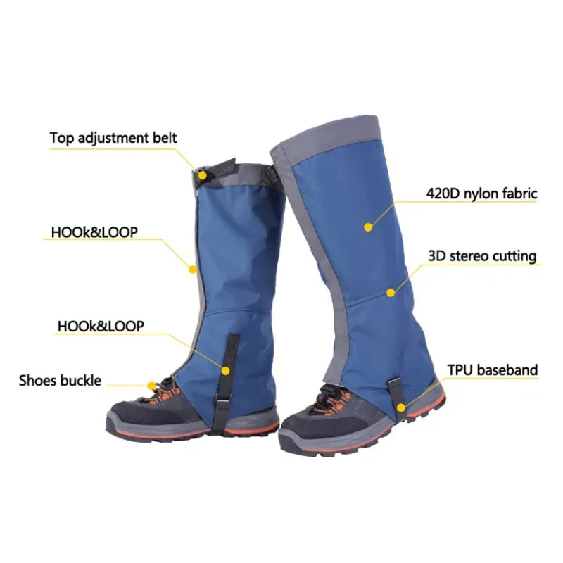 2Pcs Waterproof Snowproof Skiing Gaiters, Leg Warmers for Outdoor Hiking, Climbing