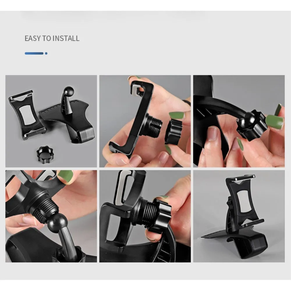 3 in 1 Car GPS Smartphone Holder: Dashboard / Visor Clamp   AC Grid Clip for DEXP Ixion P245 Arctic - Black