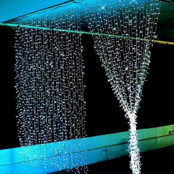 3Mx3M 400LED Outdoor Christmas Xmas String Fairy Wedding Curtain Light With Tail Plug EU/220V White