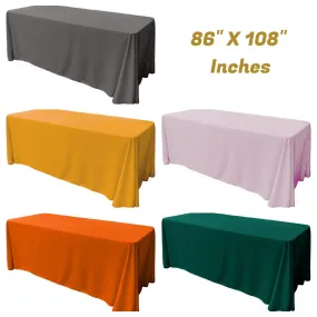 86" X 108" Rectangular Seamless Polyester Poplin Tablecloth, for Party/Wedding Tablecloth