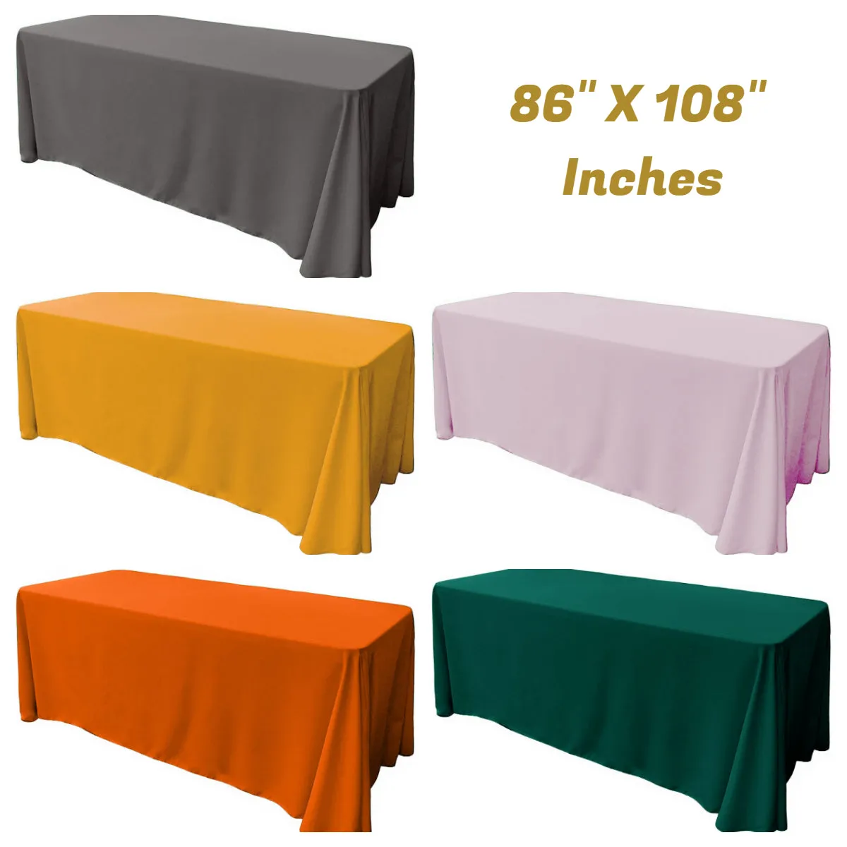86" X 108" Rectangular Seamless Polyester Poplin Tablecloth, for Party/Wedding Tablecloth