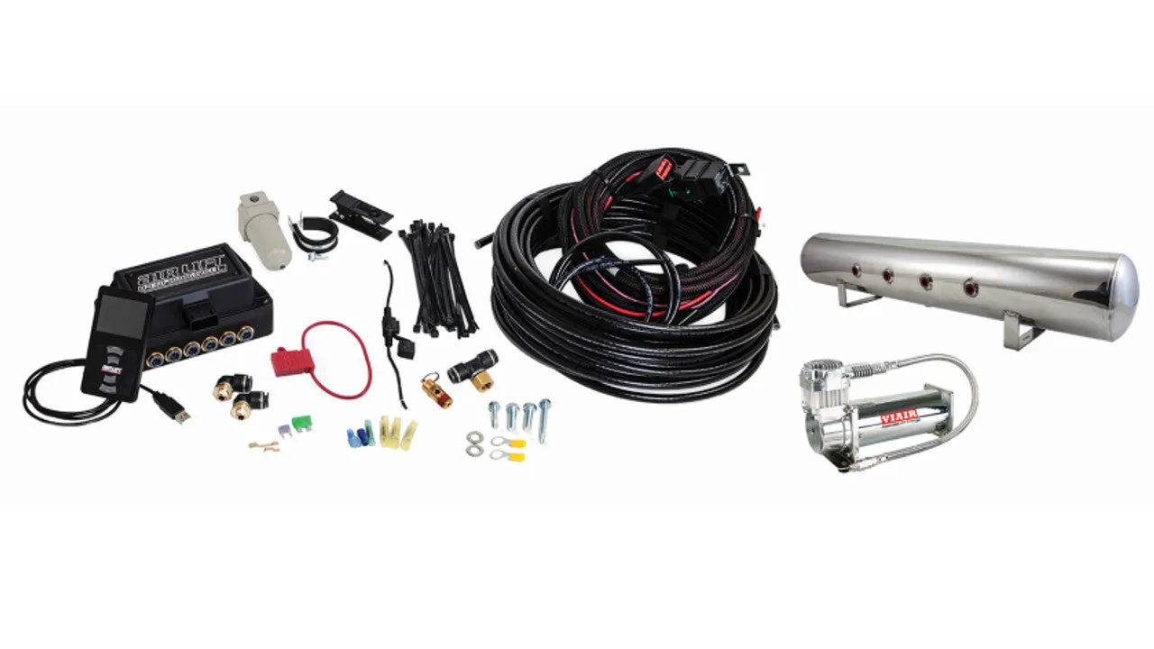 Air Lift Performance 3P Air Management (3/8" Air Line, 5 Gallon Lightweight Polished Aluminum Tank, VIAIR 444C Compressor)