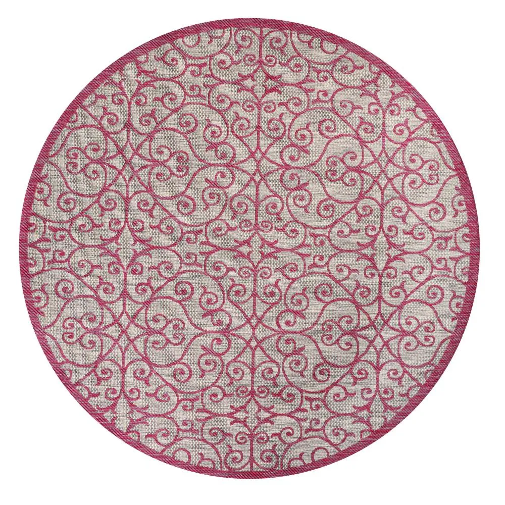 Alfombra Vintage Filigree Textured Weave Indoor/outdoor Round Rug
