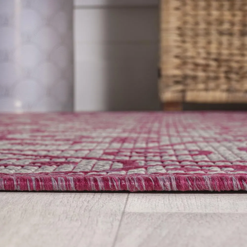 Alfombra Vintage Filigree Textured Weave Indoor/outdoor Round Rug