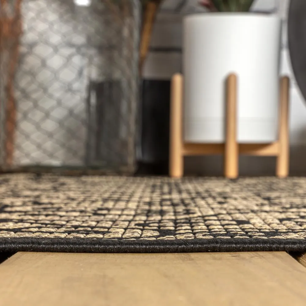 Alfombra Vintage Filigree Textured Weave Indoor/outdoor Round Rug