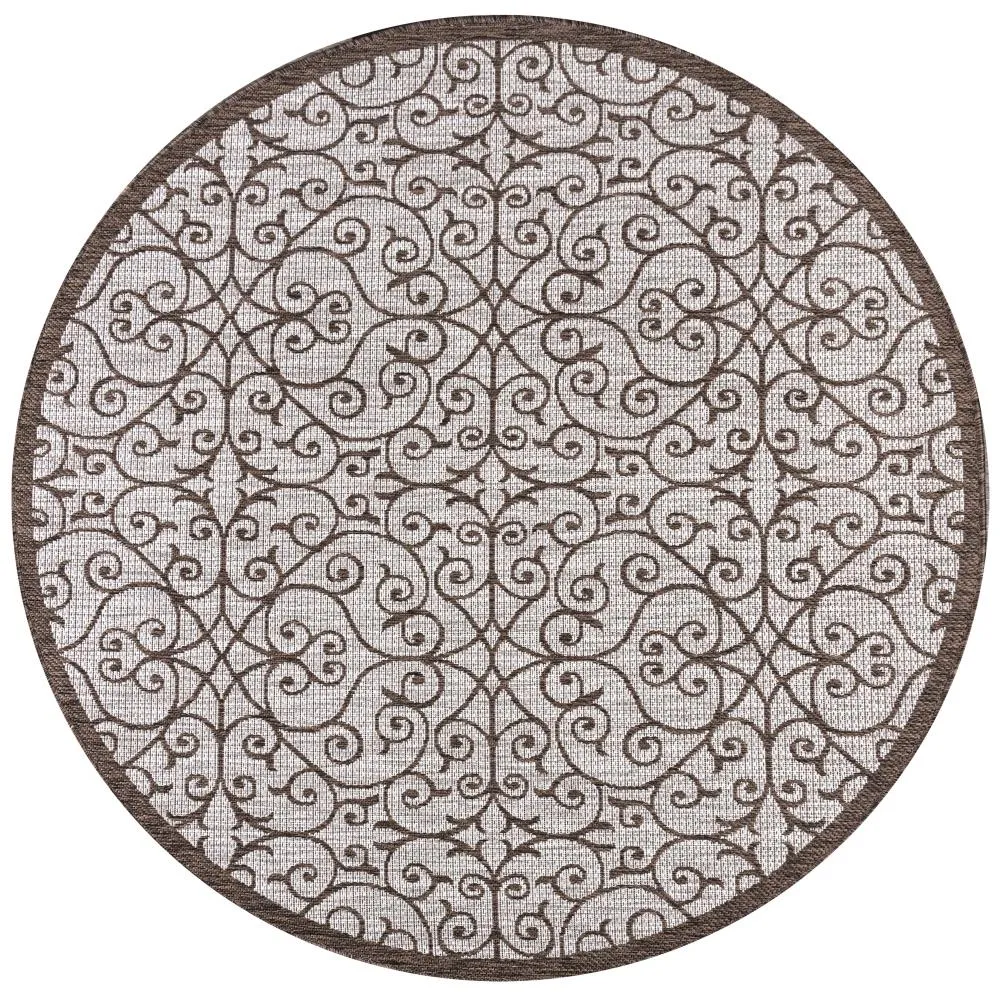 Alfombra Vintage Filigree Textured Weave Indoor/outdoor Round Rug