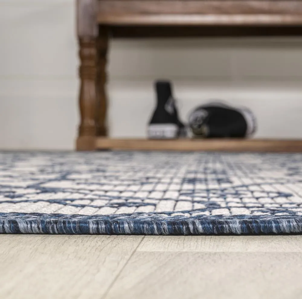 Alfombra Vintage Filigree Textured Weave Indoor/outdoor Round Rug