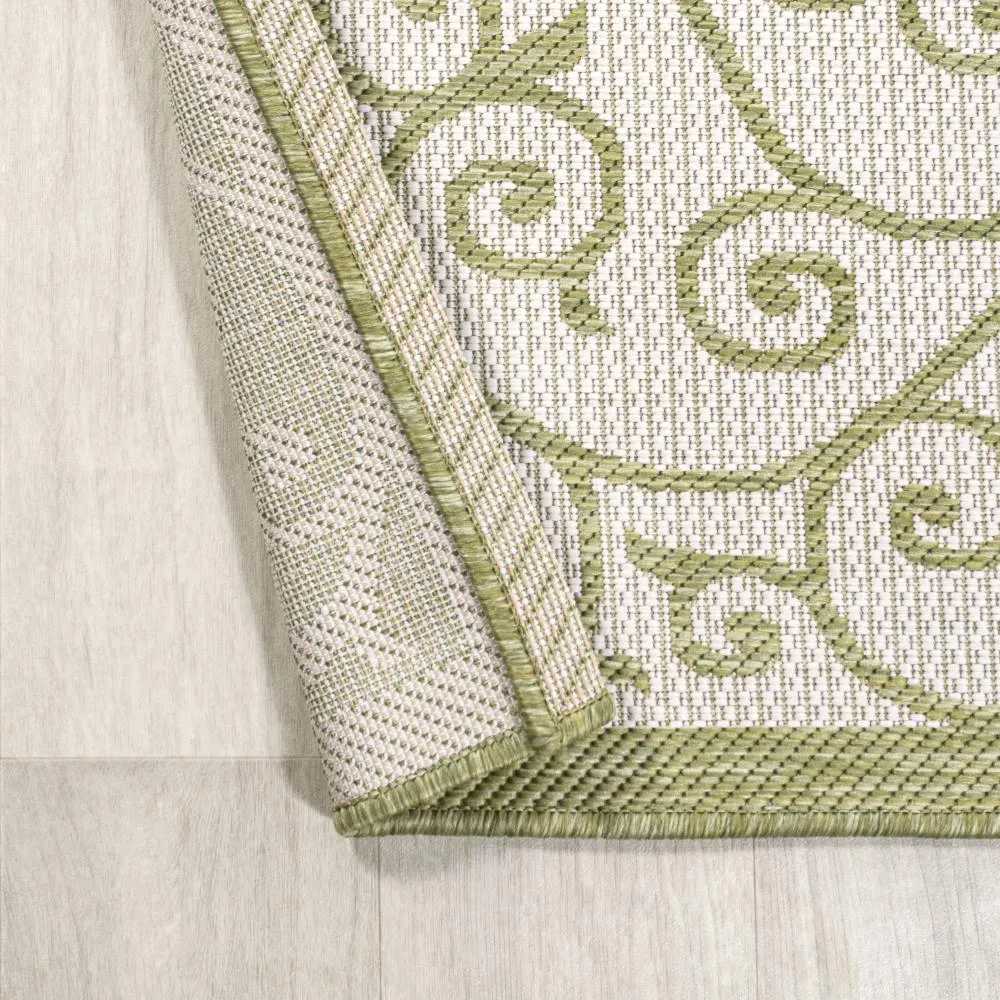 Alfombra Vintage Filigree Textured Weave Indoor/outdoor Round Rug