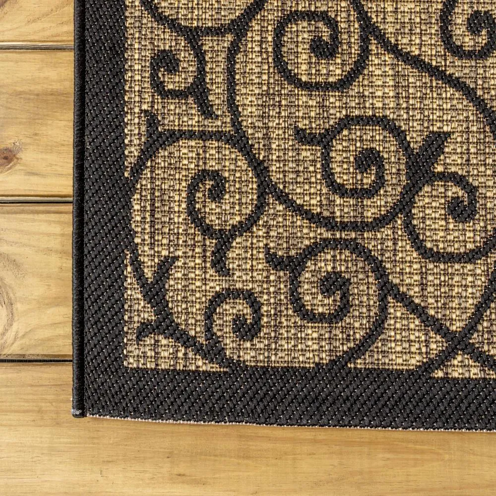Alfombra Vintage Filigree Textured Weave Indoor/outdoor Round Rug