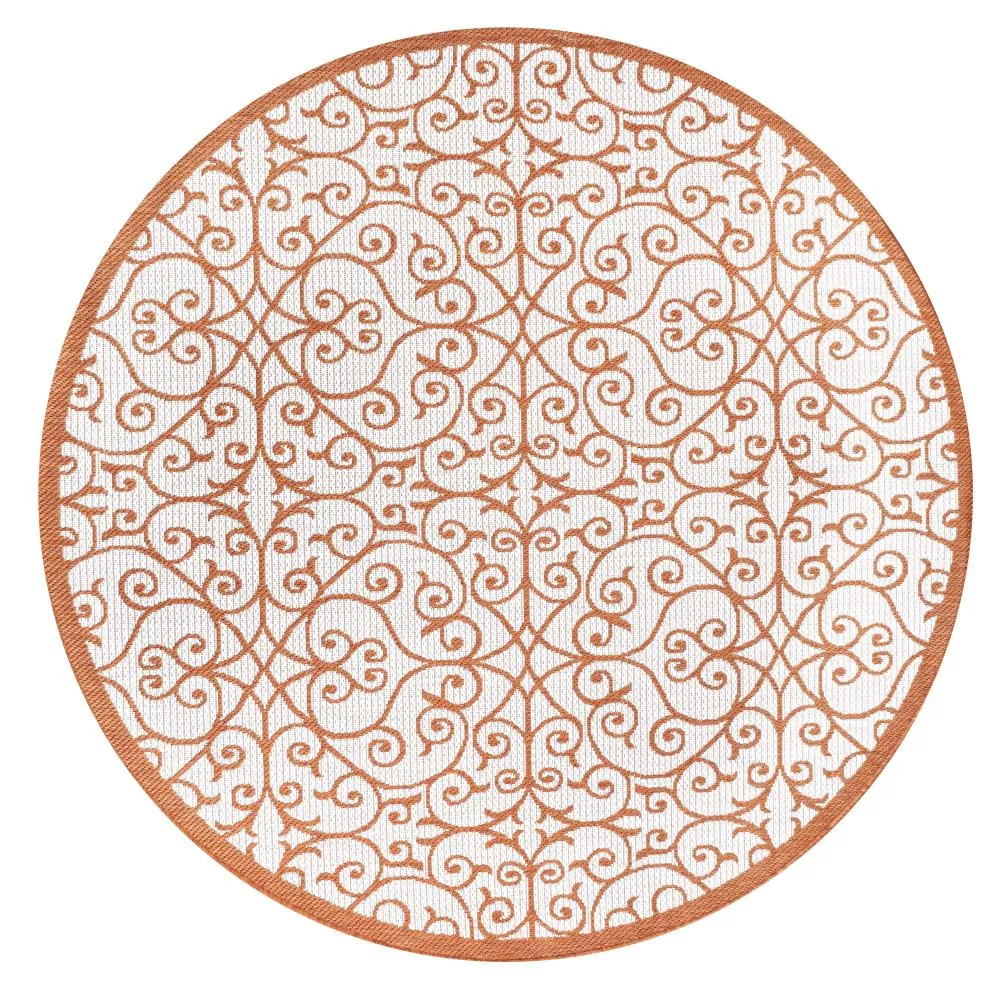 Alfombra Vintage Filigree Textured Weave Indoor/outdoor Round Rug