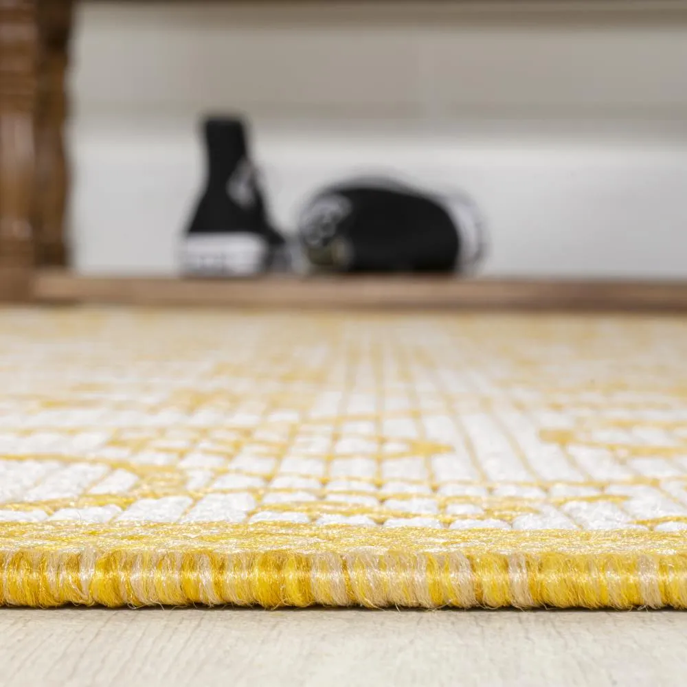 Alfombra Vintage Filigree Textured Weave Indoor/outdoor Round Rug