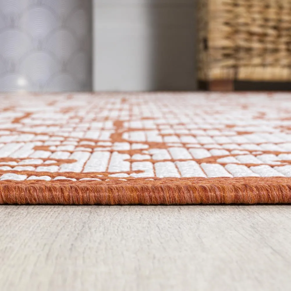 Alfombra Vintage Filigree Textured Weave Indoor/outdoor Round Rug