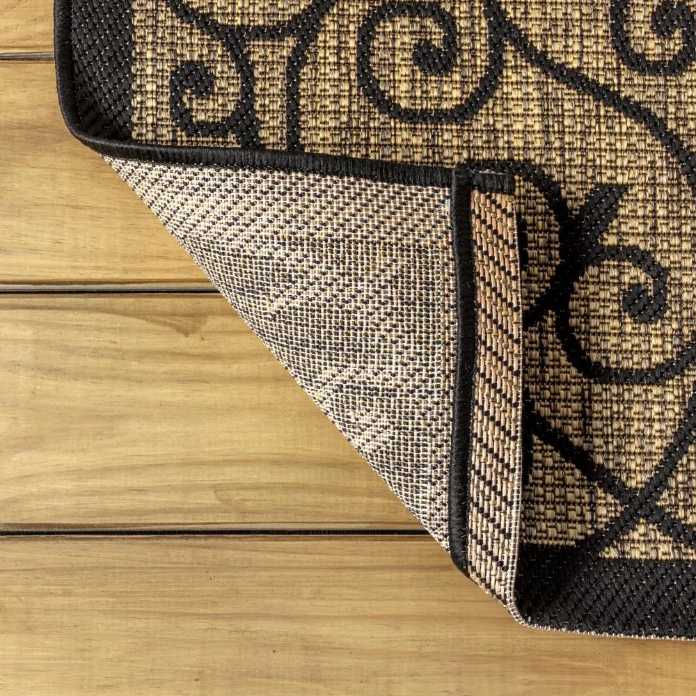 Alfombra Vintage Filigree Textured Weave Indoor/outdoor Round Rug