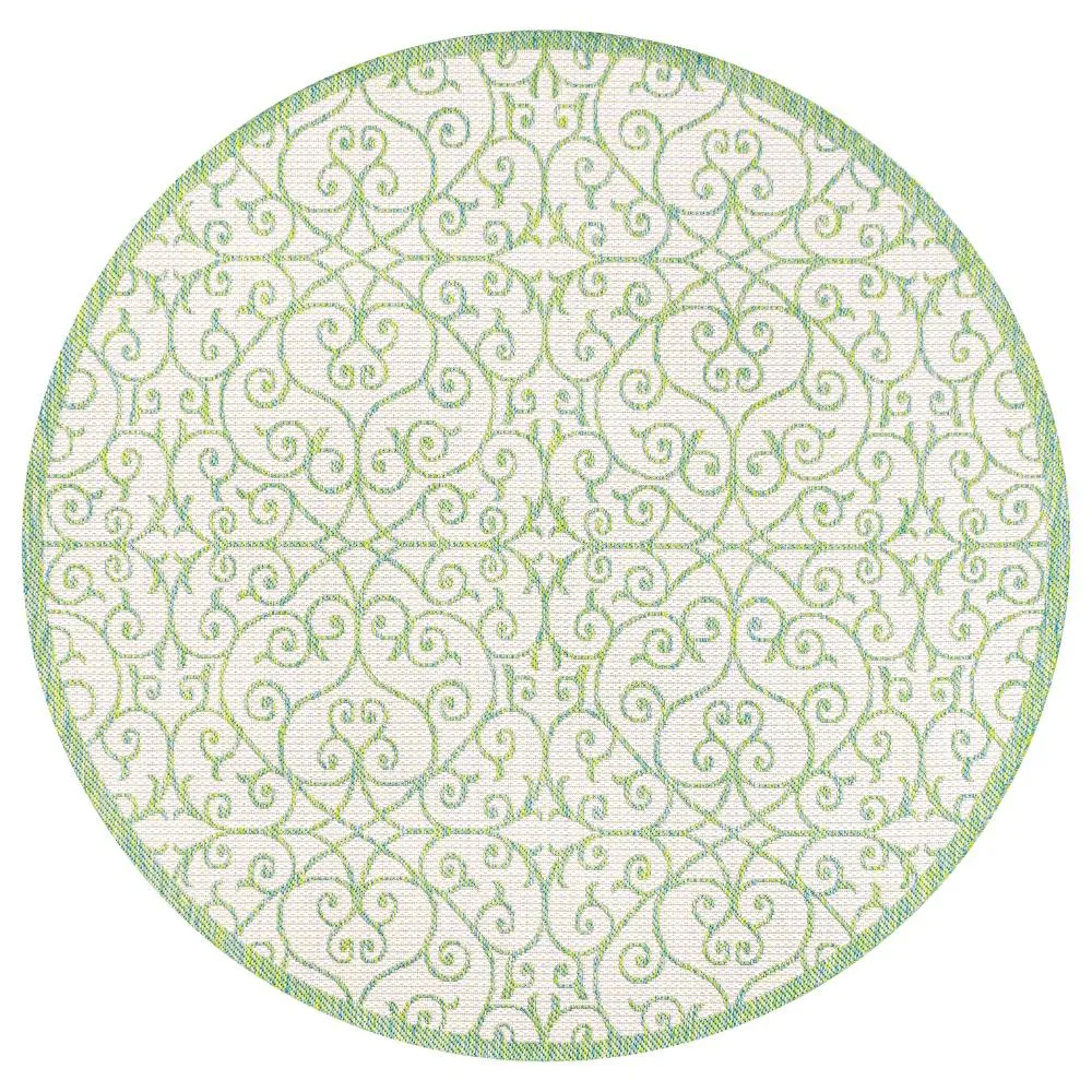 Alfombra Vintage Filigree Textured Weave Indoor/outdoor Round Rug