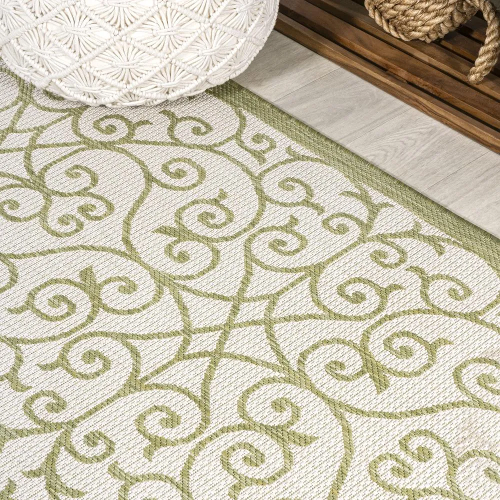 Alfombra Vintage Filigree Textured Weave Indoor/outdoor Round Rug