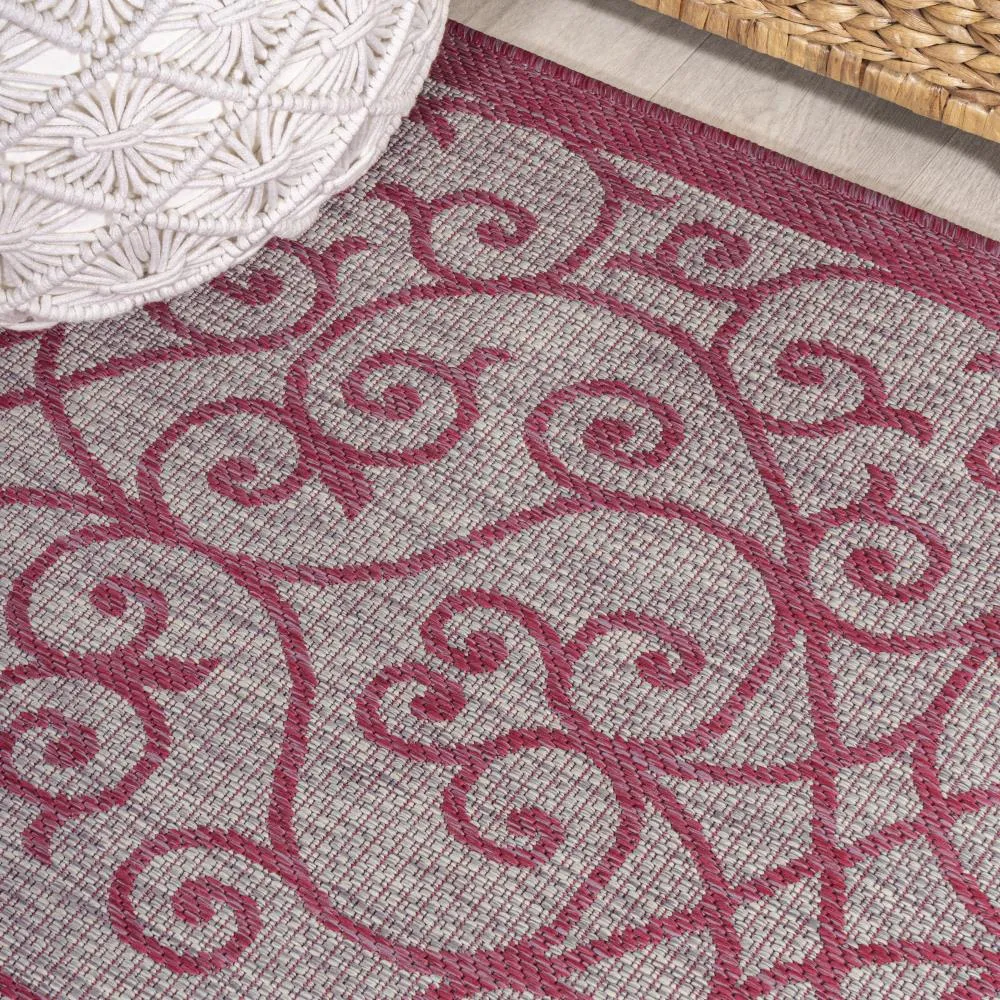 Alfombra Vintage Filigree Textured Weave Indoor/outdoor Round Rug