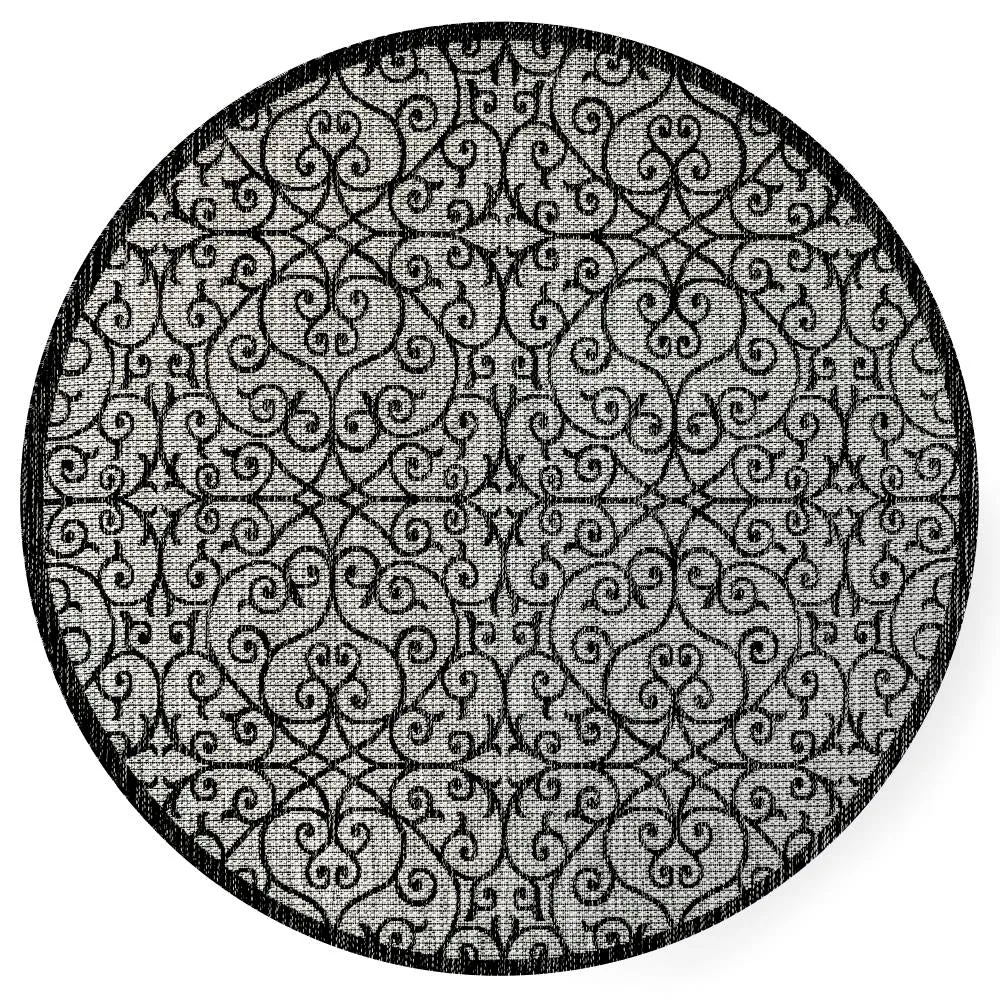 Alfombra Vintage Filigree Textured Weave Indoor/outdoor Round Rug