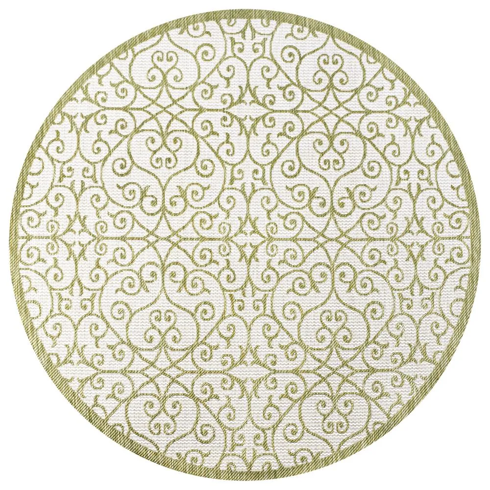 Alfombra Vintage Filigree Textured Weave Indoor/outdoor Round Rug