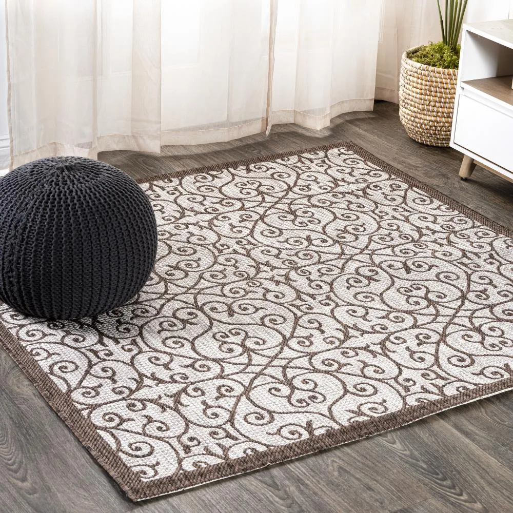 Alfombra Vintage Filigree Textured Weave Indoor/outdoor Square Rug