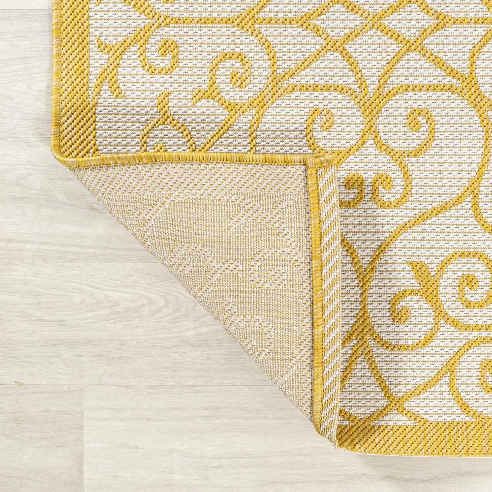 Alfombra Vintage Filigree Textured Weave Indoor/outdoor Square Rug