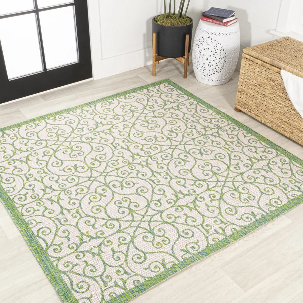 Alfombra Vintage Filigree Textured Weave Indoor/outdoor Square Rug