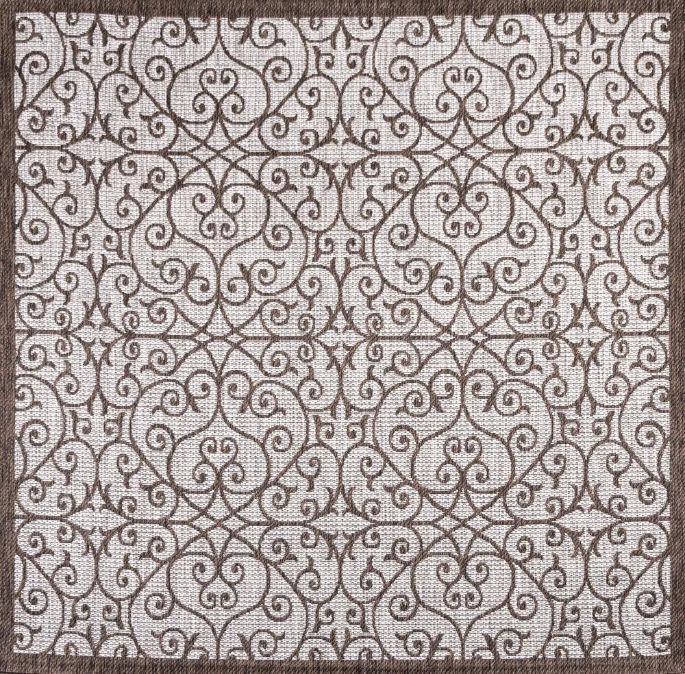 Alfombra Vintage Filigree Textured Weave Indoor/outdoor Square Rug