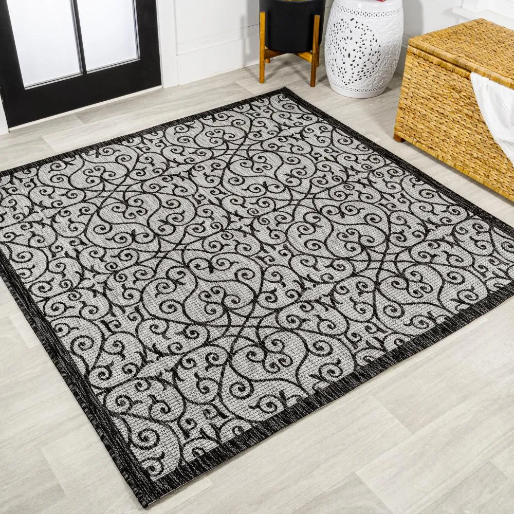 Alfombra Vintage Filigree Textured Weave Indoor/outdoor Square Rug