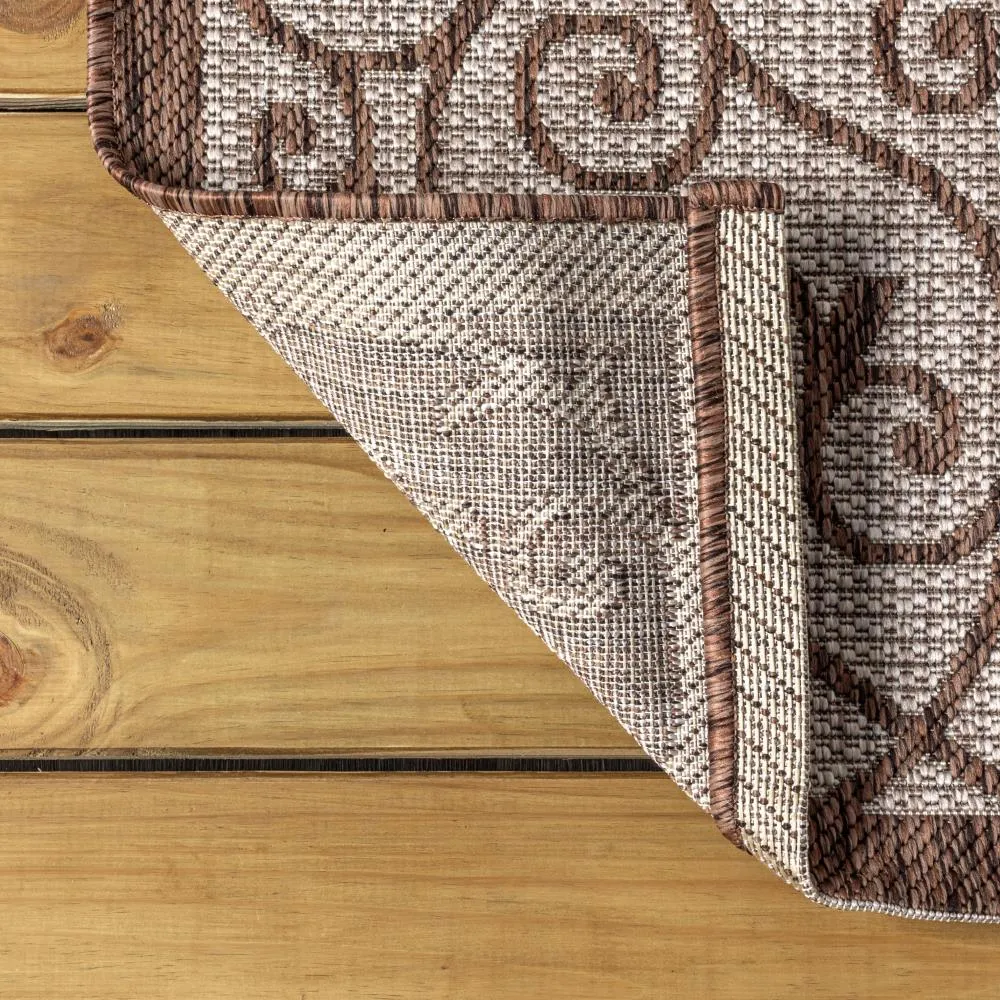 Alfombra Vintage Filigree Textured Weave Indoor/outdoor Square Rug