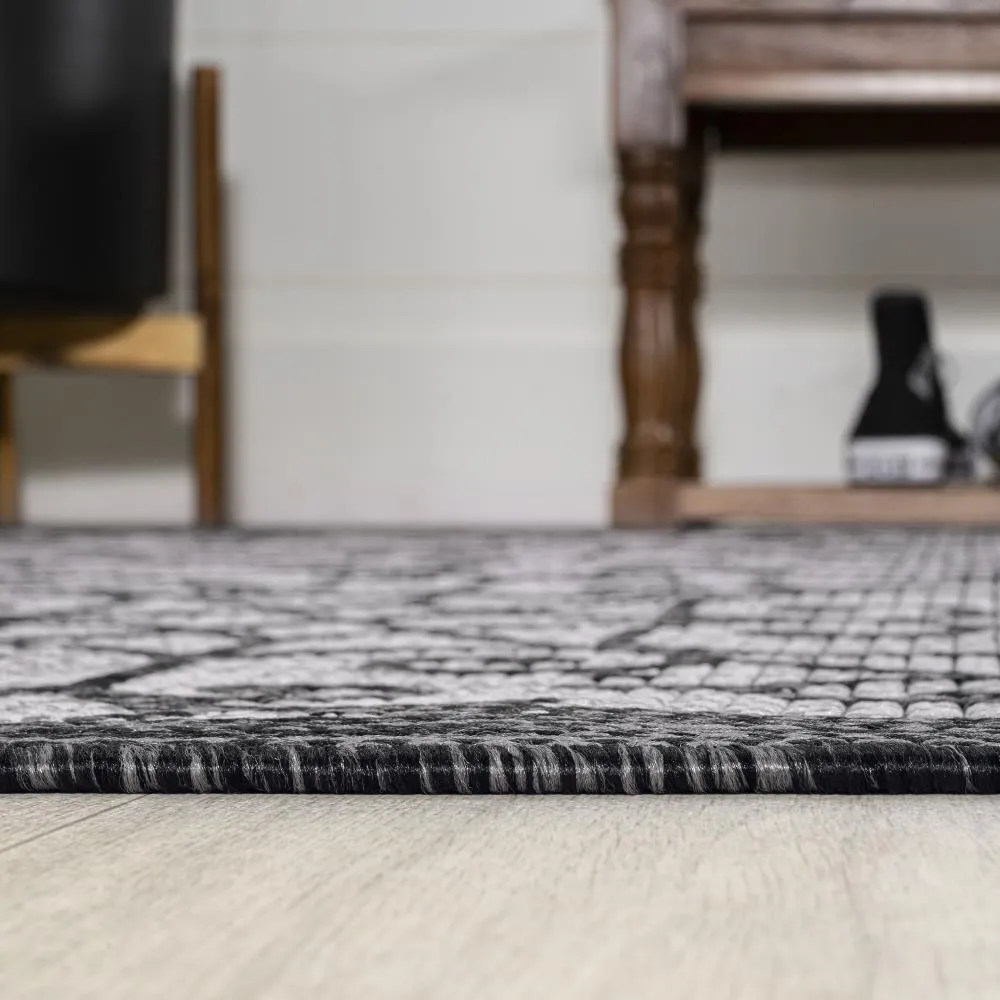 Alfombra Vintage Filigree Textured Weave Indoor/outdoor Square Rug