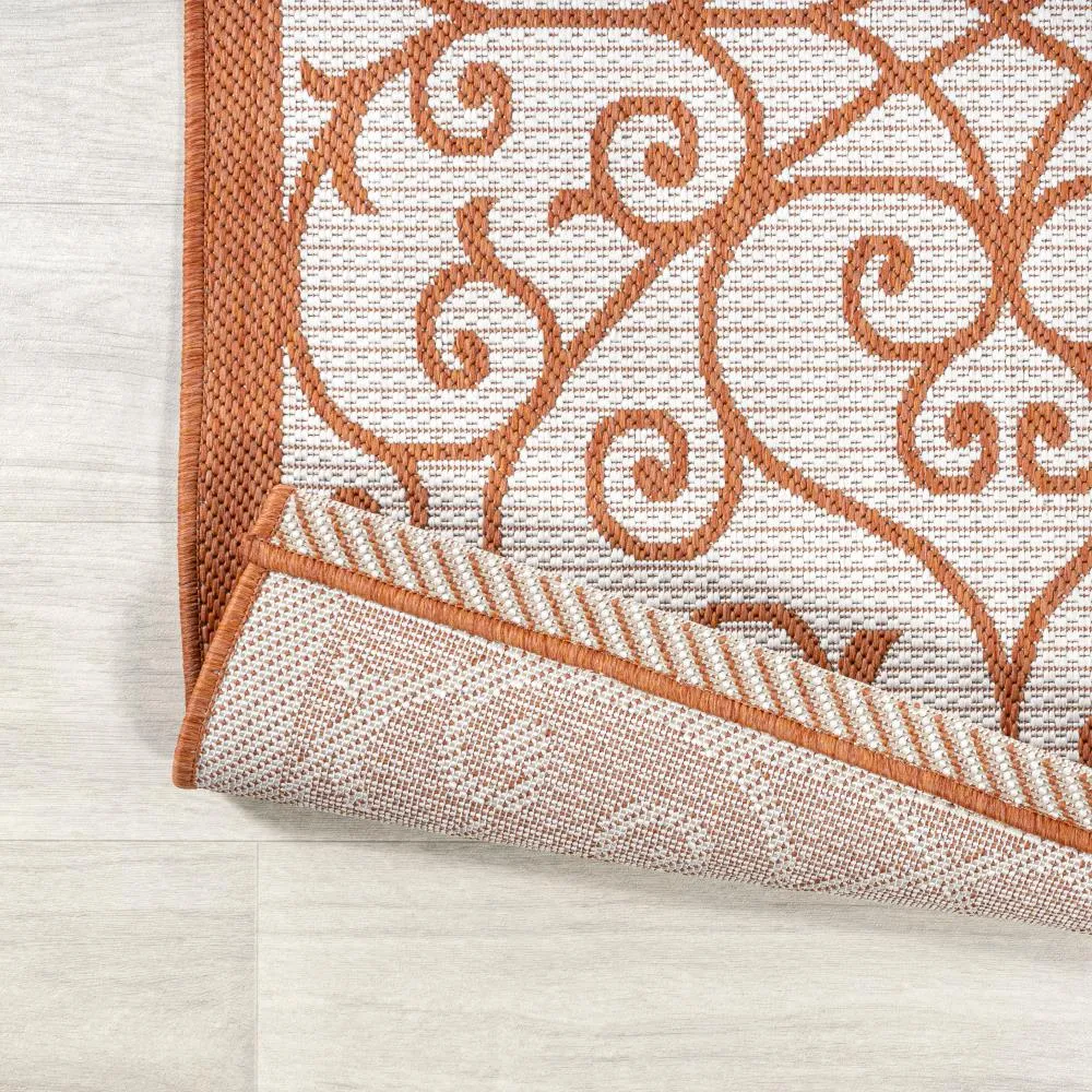 Alfombra Vintage Filigree Textured Weave Indoor/outdoor Square Rug