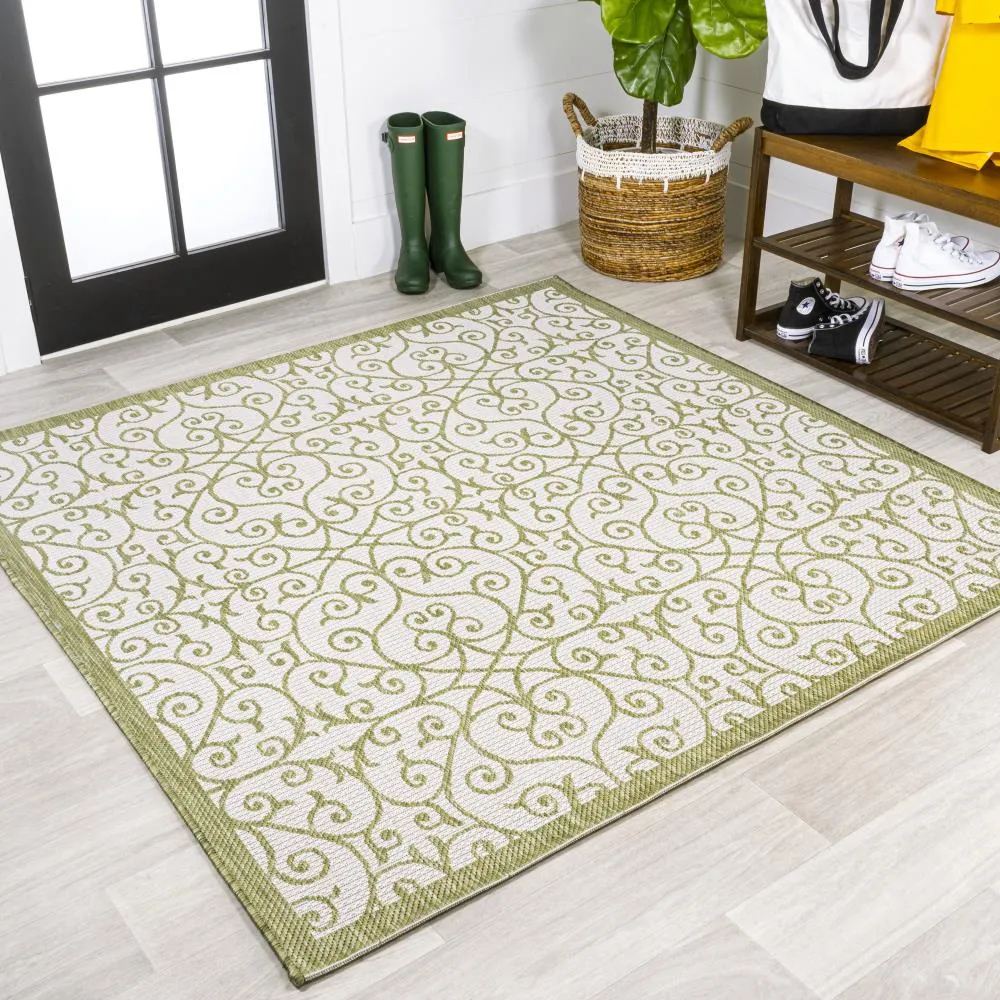 Alfombra Vintage Filigree Textured Weave Indoor/outdoor Square Rug