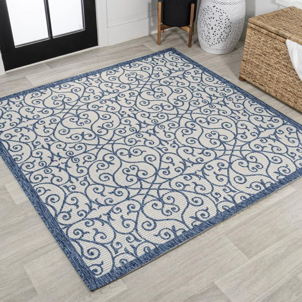 Alfombra Vintage Filigree Textured Weave Indoor/outdoor Square Rug