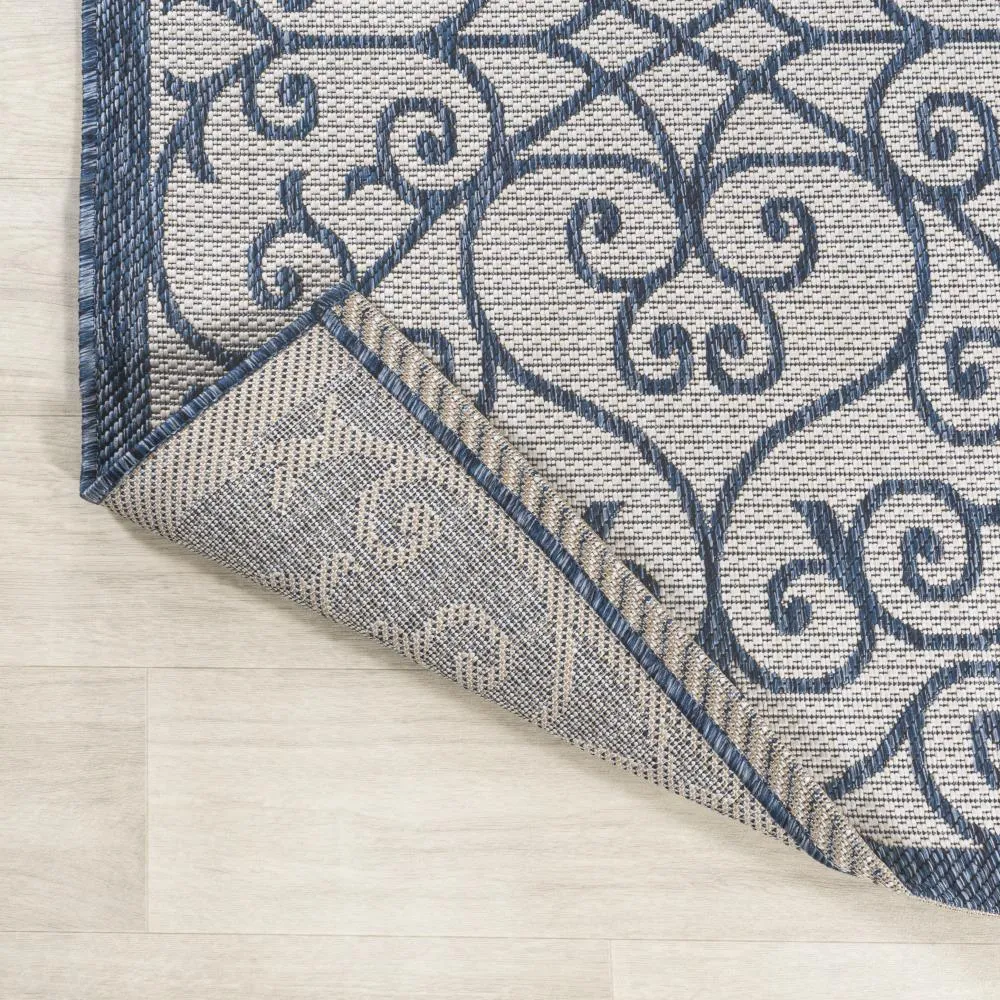 Alfombra Vintage Filigree Textured Weave Indoor/outdoor Square Rug