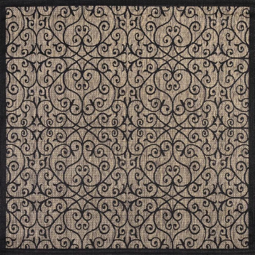 Alfombra Vintage Filigree Textured Weave Indoor/outdoor Square Rug
