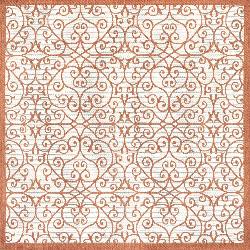 Alfombra Vintage Filigree Textured Weave Indoor/outdoor Square Rug