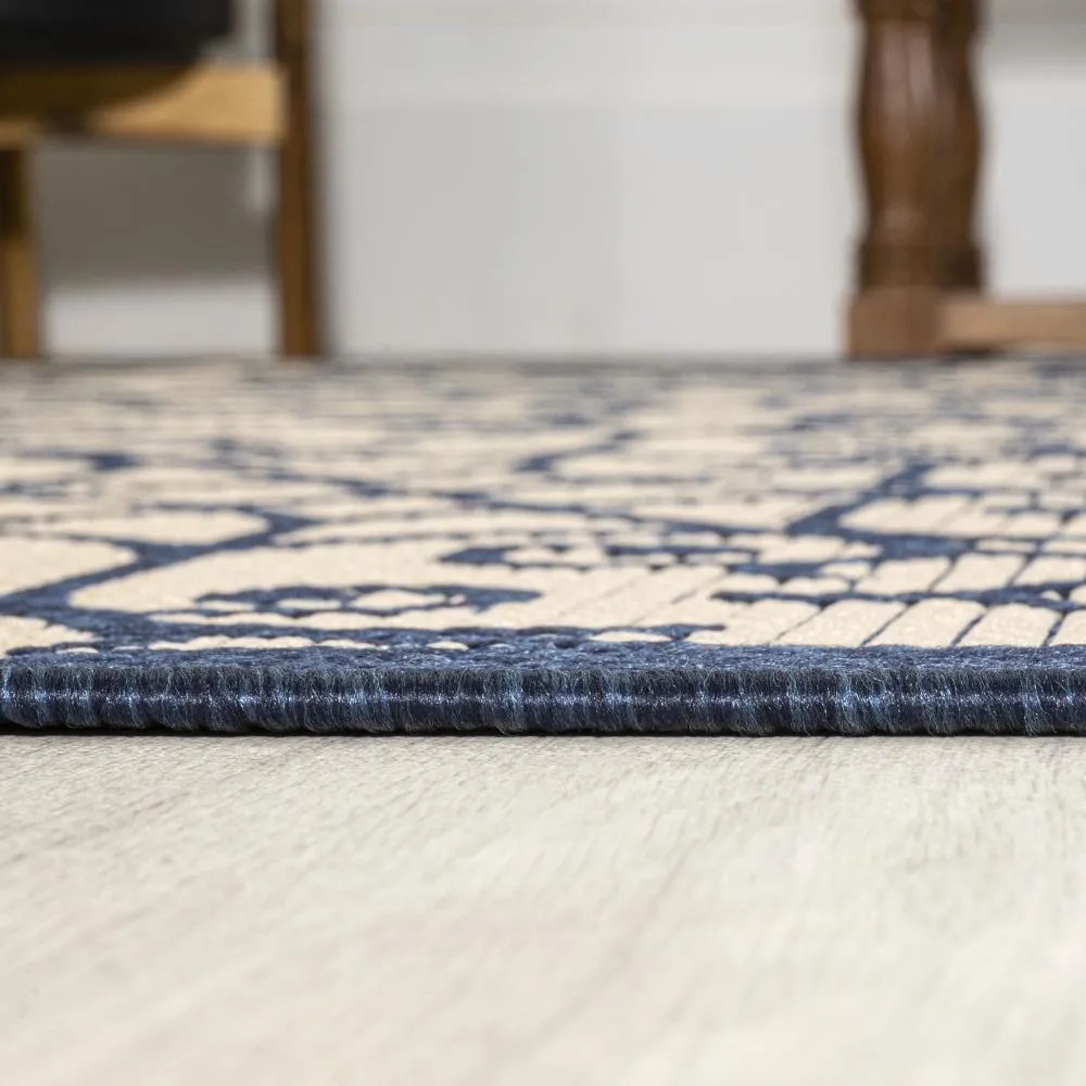 Alfombra Vintage Filigree Textured Weave Indoor/outdoor Square Rug