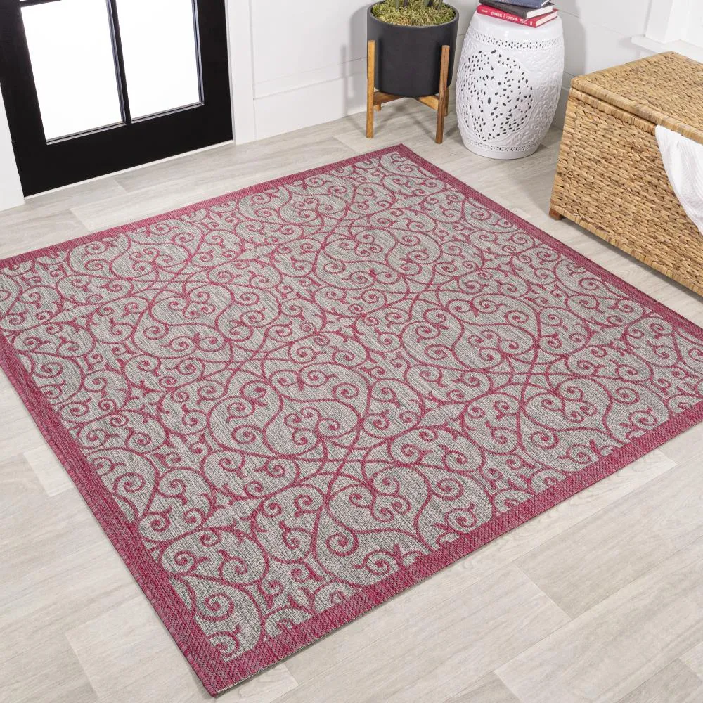 Alfombra Vintage Filigree Textured Weave Indoor/outdoor Square Rug