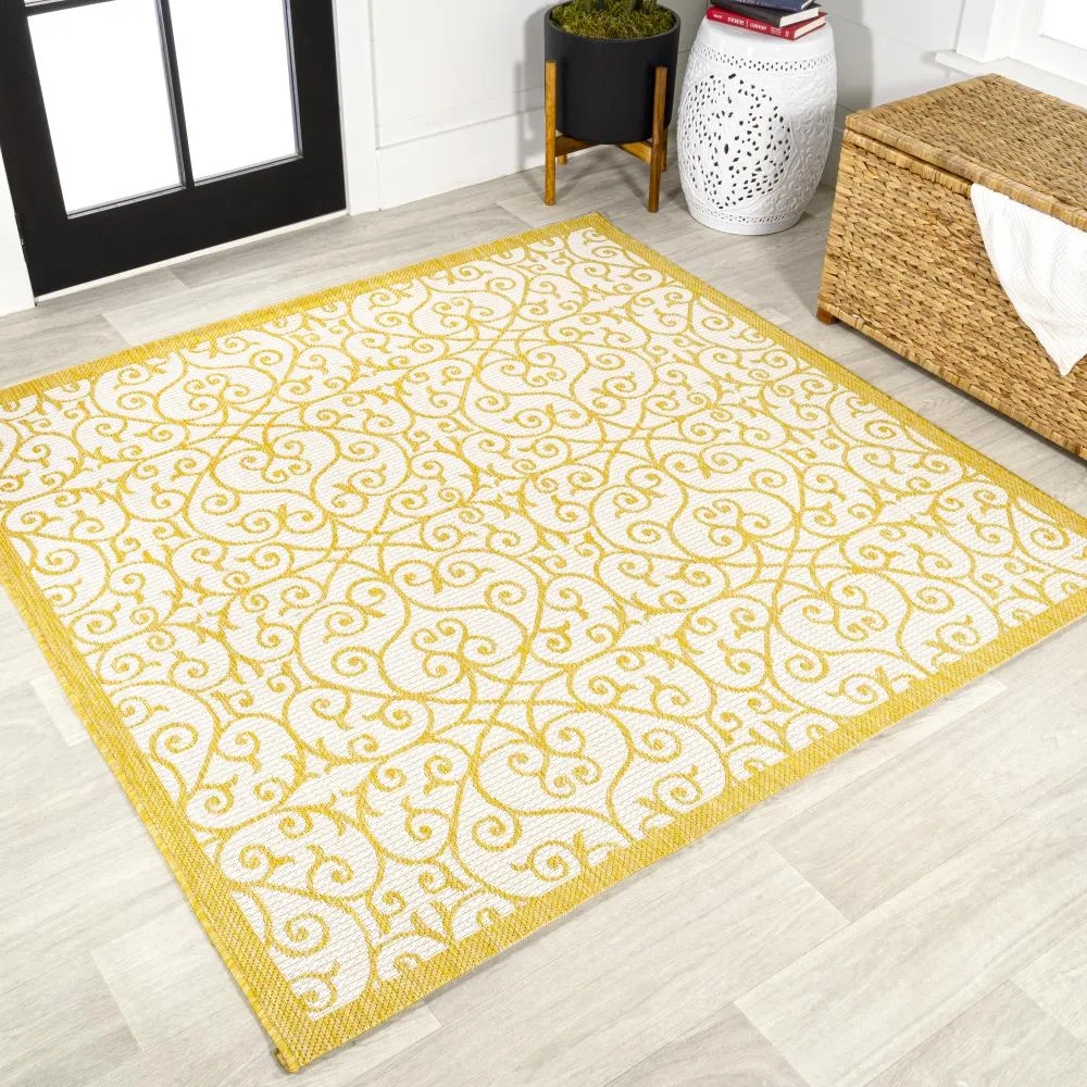 Alfombra Vintage Filigree Textured Weave Indoor/outdoor Square Rug