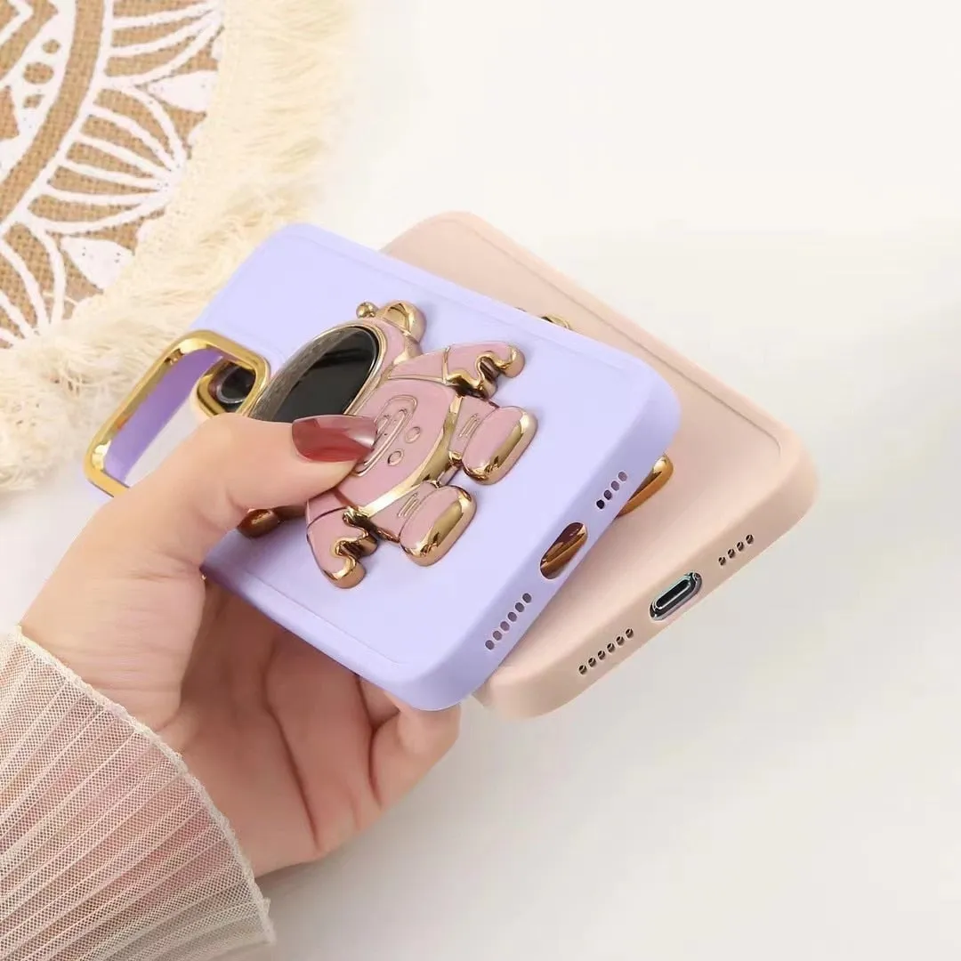 Anymob iPhone Blue Astronaut Folding Stand Case Plating Photo Frame Protector Silicone Cover