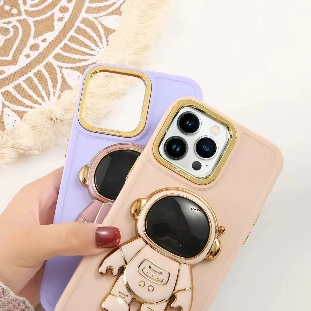 Anymob iPhone Blue Astronaut Folding Stand Case Plating Photo Frame Protector Silicone Cover