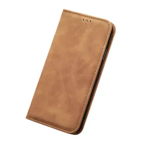 Anymob iPhone Brown Magnetic Flip Leather Phone Case Card slot Wallet Cover