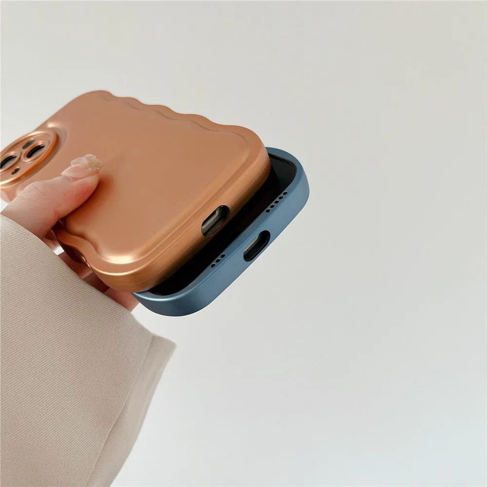 Anymob iPhone Case Blue Curly Wave Plating Air Cushion Soft Silicon Shockproof Cover