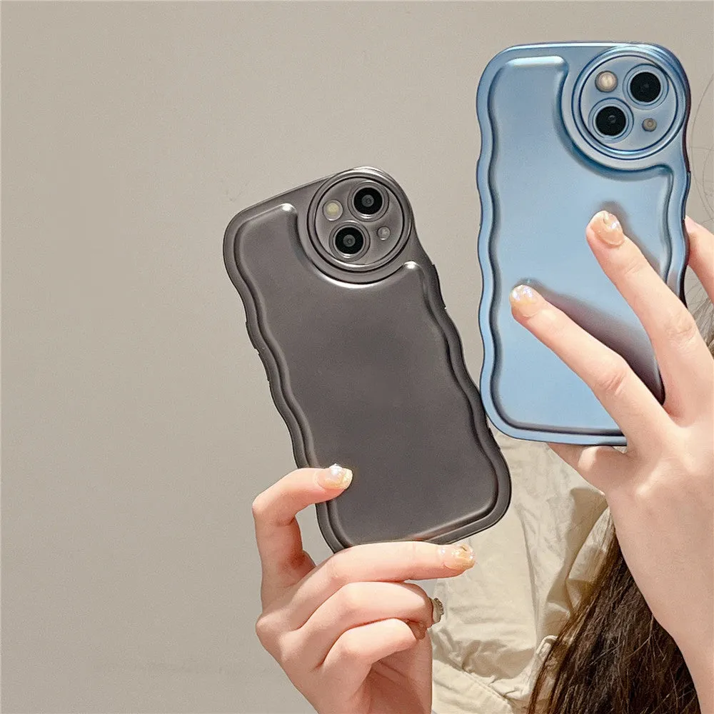 Anymob iPhone Case Blue Curly Wave Plating Air Cushion Soft Silicon Shockproof Cover