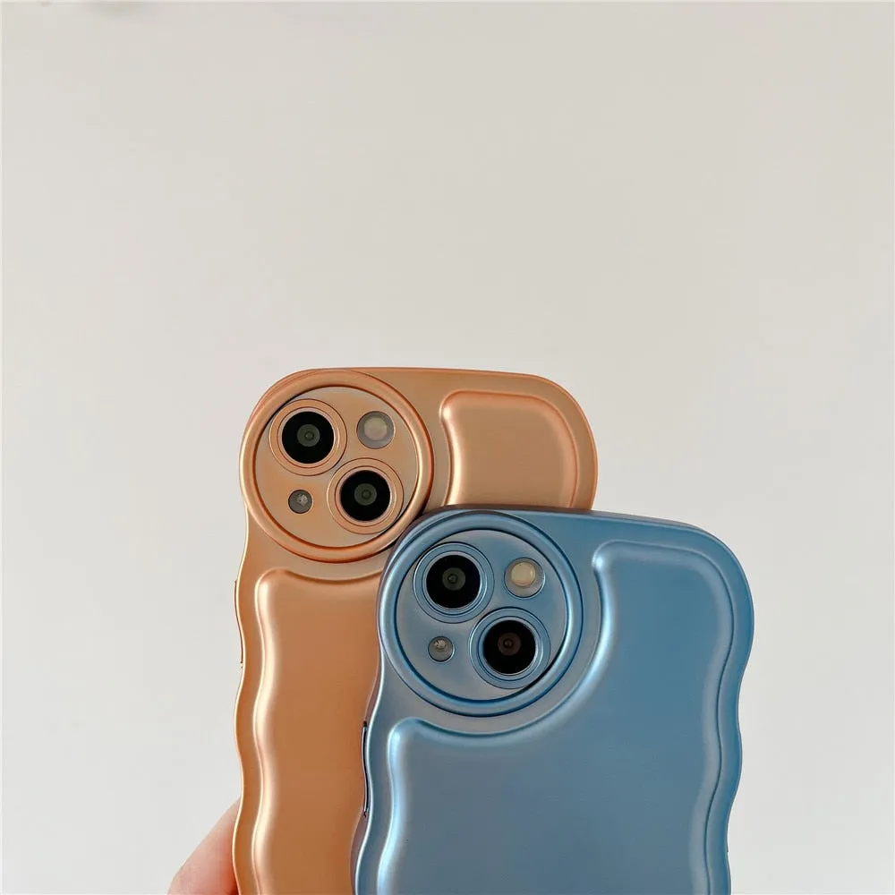 Anymob iPhone Case Blue Curly Wave Plating Air Cushion Soft Silicon Shockproof Cover